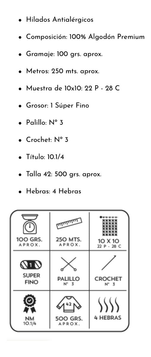 Algodón / Cotton Premium Revesderecho 100grs