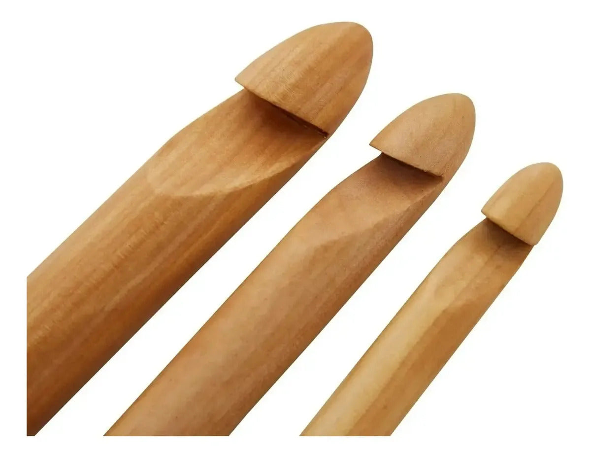 Set De 3 Crochet De Madera Jumbo 15, 20 Y 25mm