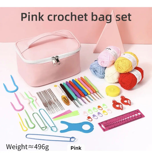 Set Lindo Bolso De Tejido A Crochet Con Lanas Y Accesorio