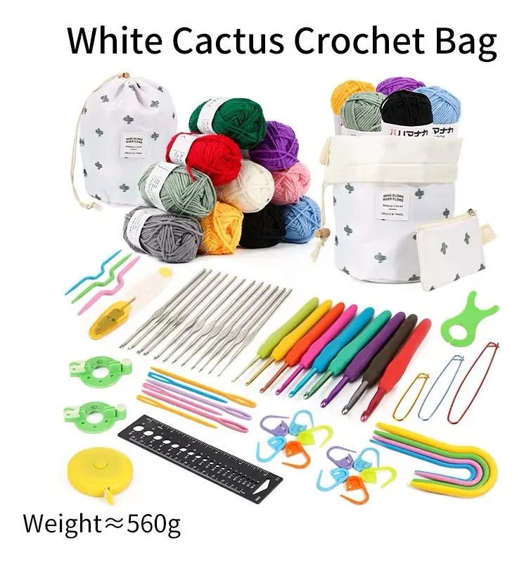 Set Hermoso Bolso Para Tejido Crochet Con Lanas Y Accesorios