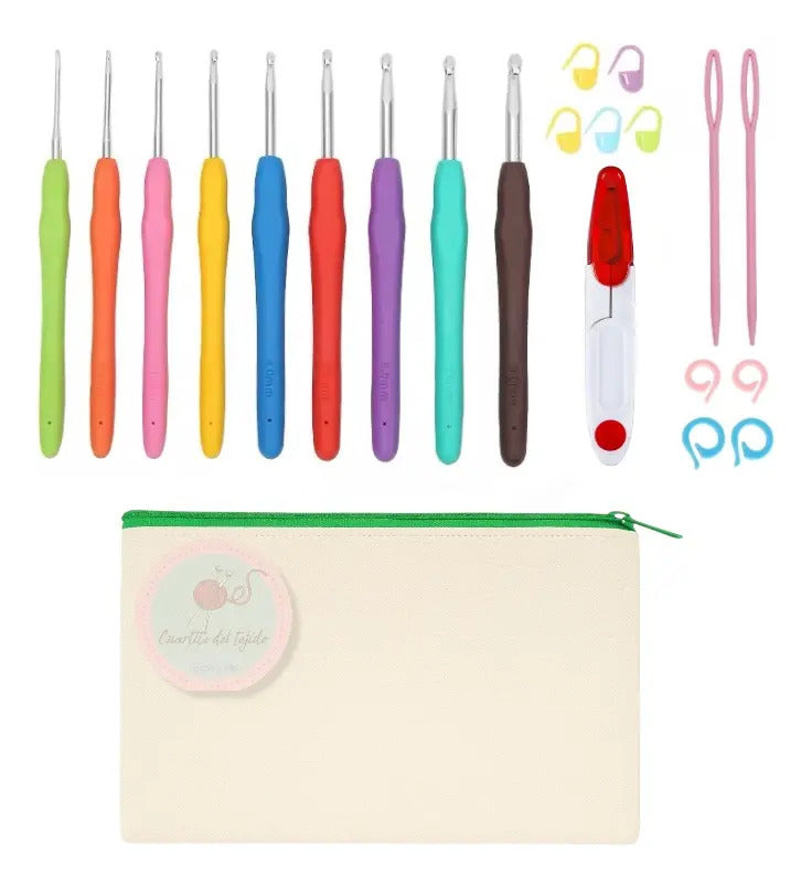 Set De Tejido A Crochet Con Estuche Y Accesorios.
