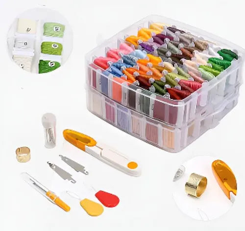 Kits Hilos Para Bordar Con Organizador Y Herramientas