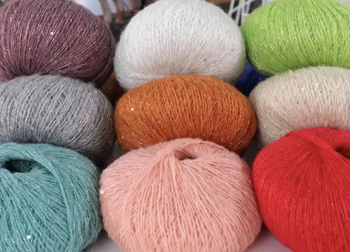 Lana Mohair 25 Grs Lurex Lentejuelas Hermosos Colores