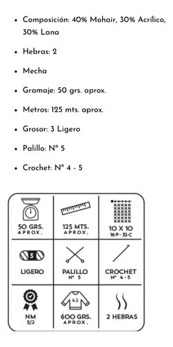 Lana Mohair 50grs Revesderecho