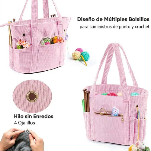 Bolso Compacto Multifuncional Tejido Crochet Y Manualidades