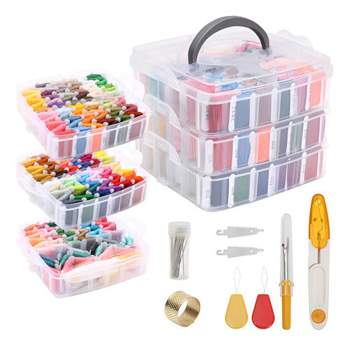 Kits Hilos Para Bordar Con Organizador Y Herramientas