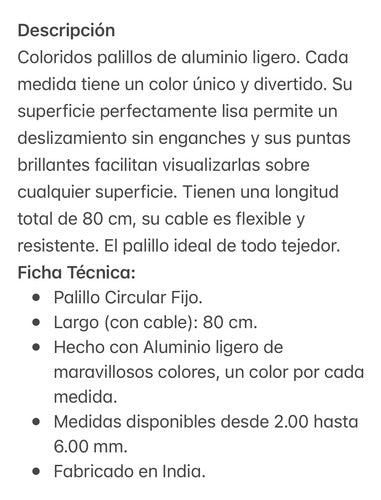 Palillos Circulares Fijos Zing 80cm Knit Pro