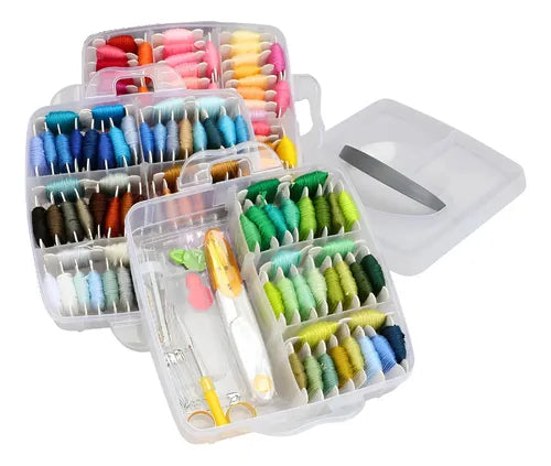 Kits Hilos Para Bordar Con Organizador Y Herramientas