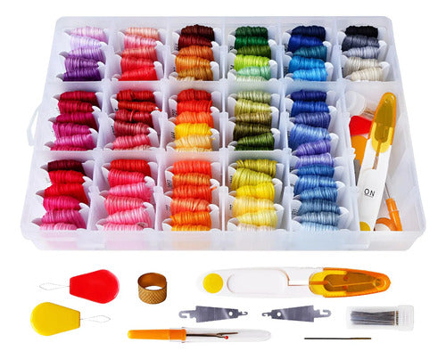Kits Hilos Para Bordar Con Organizador Y Herramientas