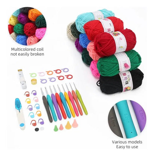 Hermoso Bolso De Tejido, Amplio Set De Crochet Y Accesorios.