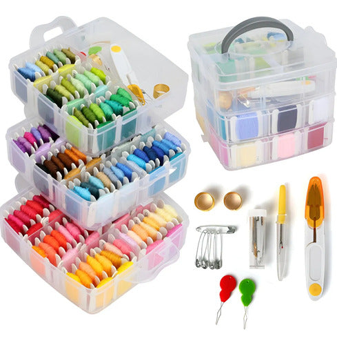 Kits Hilos Para Bordar Con Organizador Y Herramientas