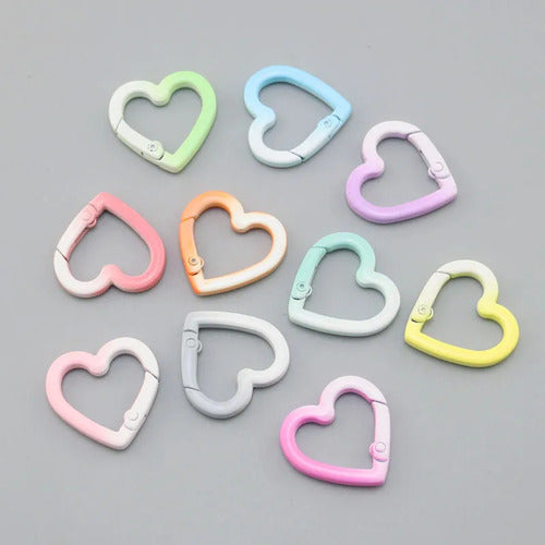 Pack 10 Mosqueton Llavero Forma De Corazón Variado