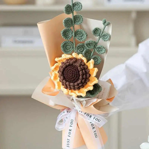 Set Para Tejer Amigurumi De Girasol Todo Incluido.