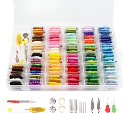 Kits Hilos Para Bordar Con Organizador Y Herramientas