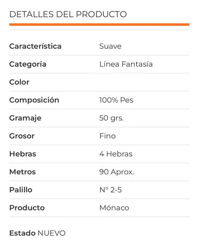 Lana Mónaco 50grs Reginella. Con Lurex Brillante Tornasol
