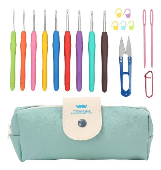Set De Tejido A Crochet Con Estuche Y Accesorios.