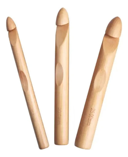 Set De 3 Crochet De Madera Jumbo 15, 20 Y 25mm