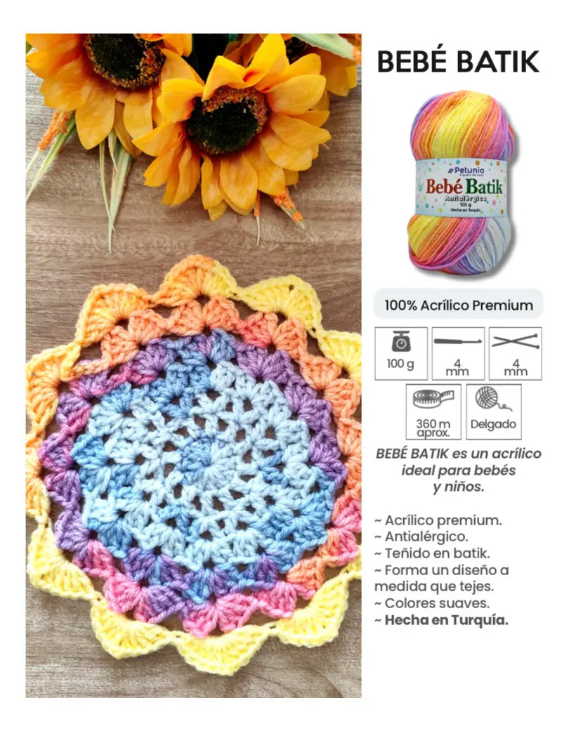 Lana Bebé Batik 100grs Petunia