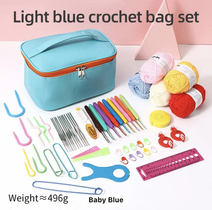 Set Lindo Bolso De Tejido A Crochet Con Lanas Y Accesorio