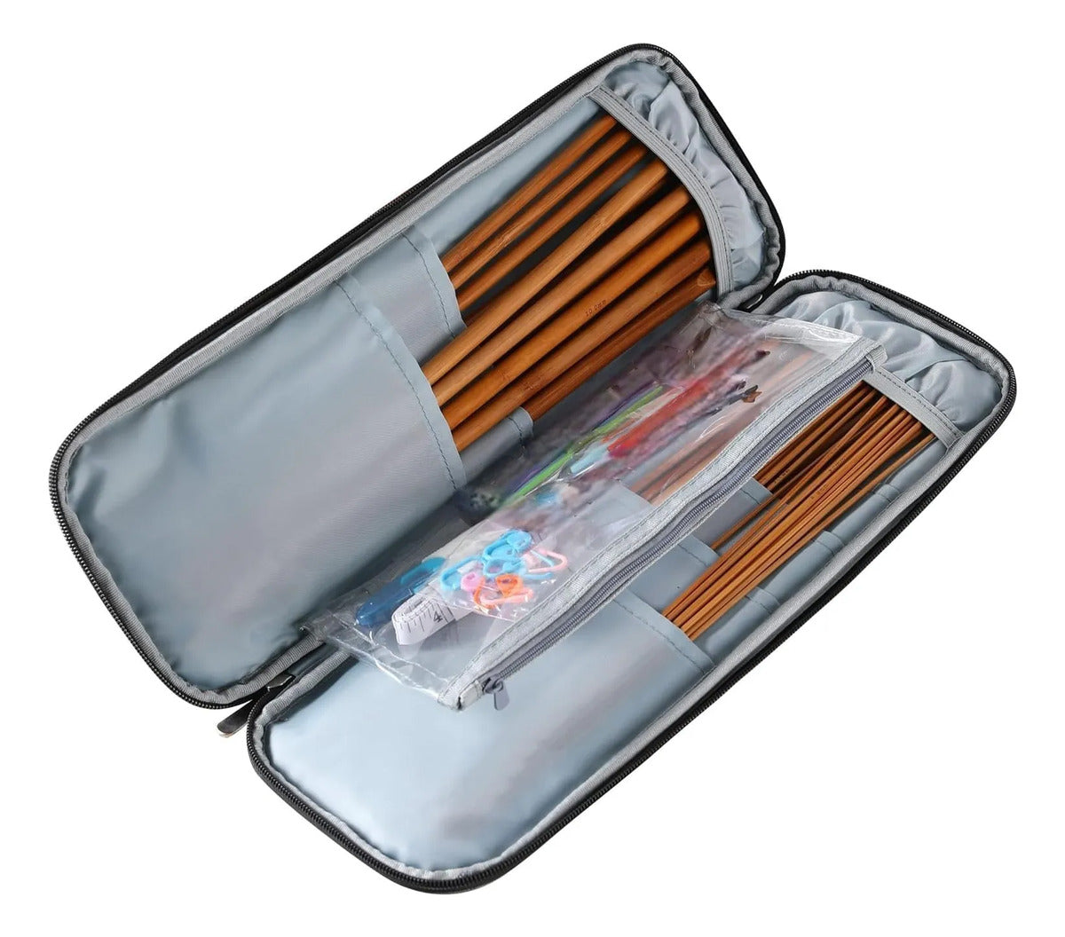 Set Palillos Bambú 2-10mm Con Accesorios Más Estuche