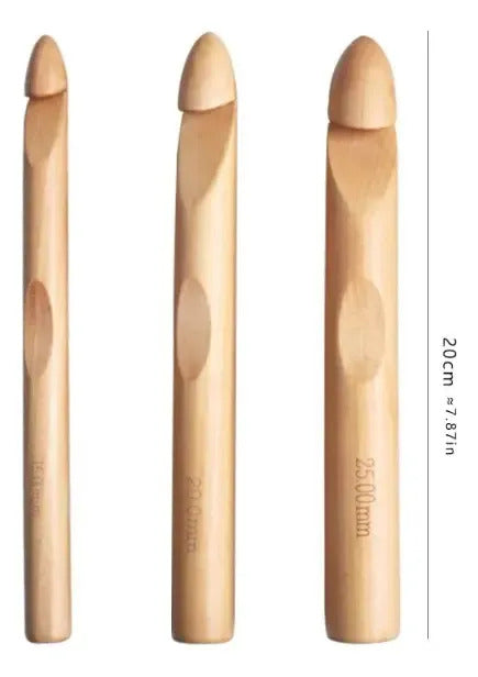 Set De 3 Crochet De Madera Jumbo 15, 20 Y 25mm