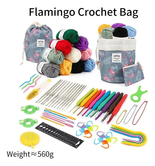 Set Hermoso Bolso Para Tejido Crochet Con Lanas Y Accesorios