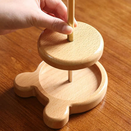 Soporte De Madera Giratorio Porta Ovillos De Lana Hilos Etc.