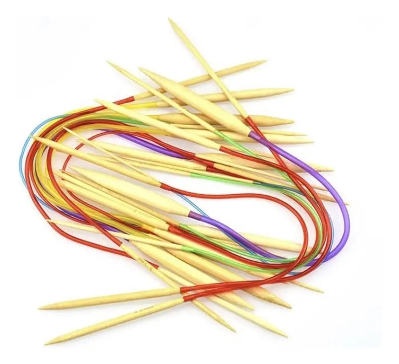 Set De 18 Palillos Circulares De Bambú 80 O 40cms De Largo.