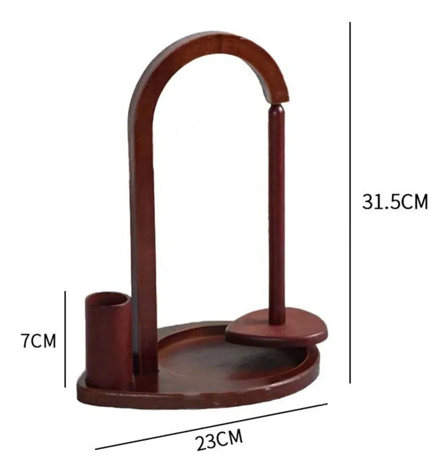 Soporte Magnético De Madera Con Porta Accesorios