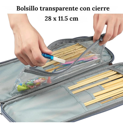 Set Palillos Bambú 2-10mm Con Accesorios Más Estuche