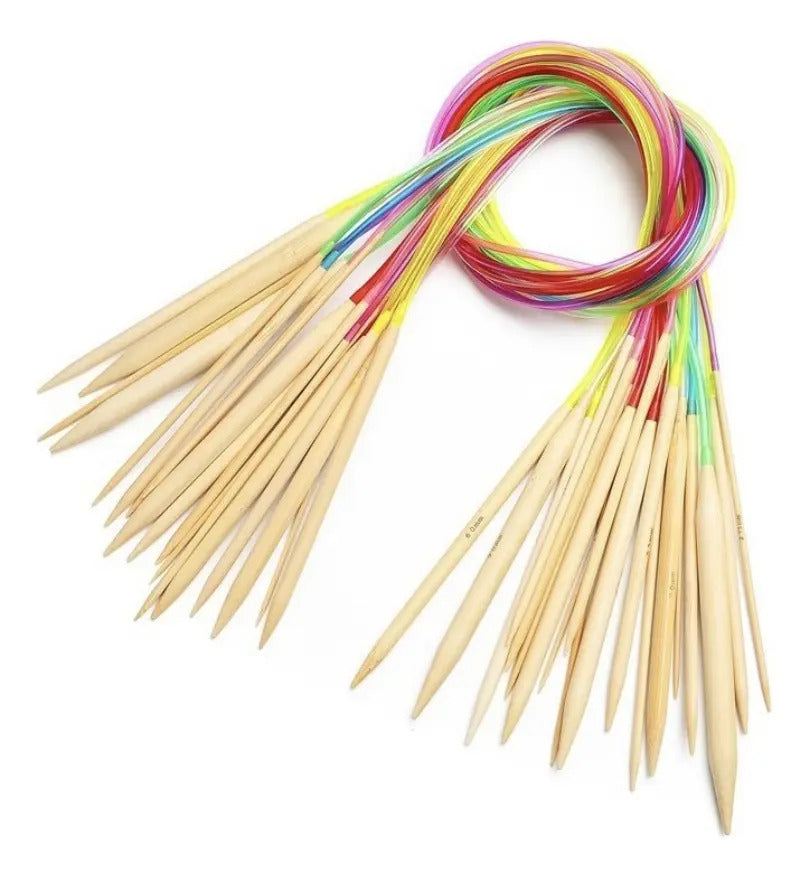 Set De 18 Palillos Circulares De Bambú 80 O 40cms De Largo.