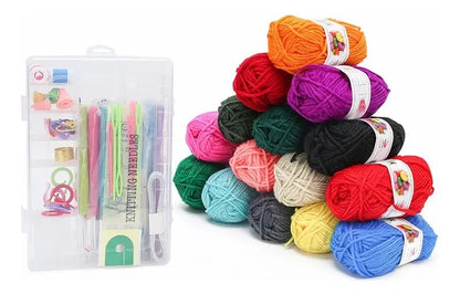 Hermoso Bolso De Tejido, Amplio Set De Crochet Y Accesorios.