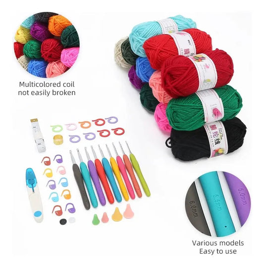 Hermoso Bolso De Tejido, Amplio Set De Crochet Y Accesorios.
