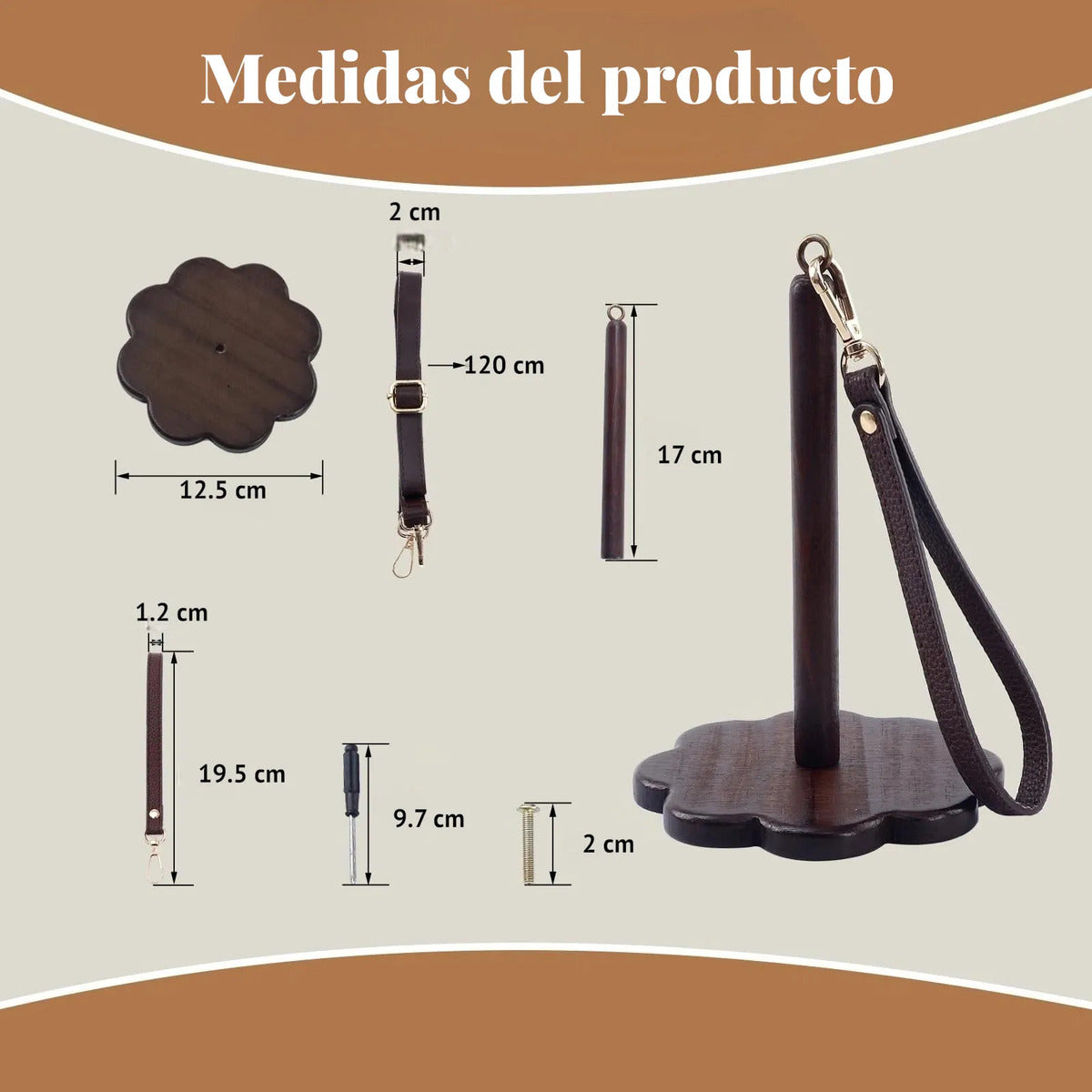 Soporte Para Ovillo De Lana Portátil De Madera Con Correa