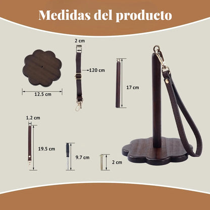 Soporte Para Ovillo De Lana Portátil De Madera Con Correa