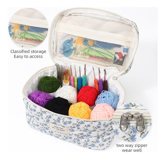 Set De Crochet, Incluye Bolso, Accesorios Y Lanas Para Tejer