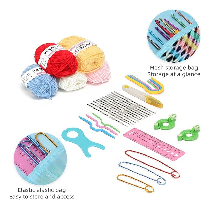 Set De Crochet Con Bolso, Accesorios , Todo Para Tejer.
