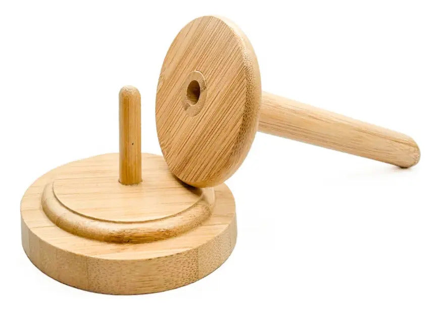 Soporte De Bambu Giratorio Porta Ovillos De Lana Hilos Etc.