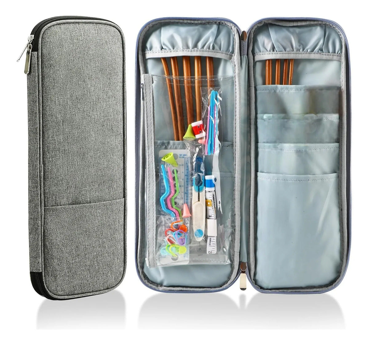 Set Palillos Bambú 2-10mm Con Accesorios Más Estuche