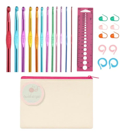Set De Tejido A Crochet Con Estuche Y Accesorios.
