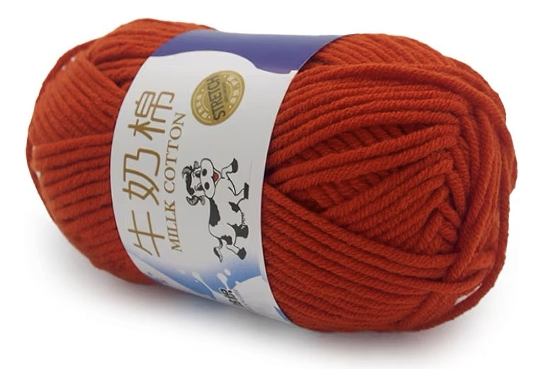 Lana Milk Cotton 50grs (5 Hebras Dobles 2,5mm) 80mts Aprox.