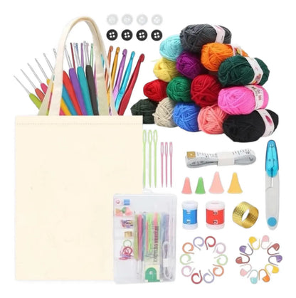 Hermoso Bolso De Tejido, Amplio Set De Crochet Y Accesorios.
